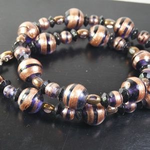 ITALIAN MURANO BLUE GLASS COOPER DUST NECKLACE